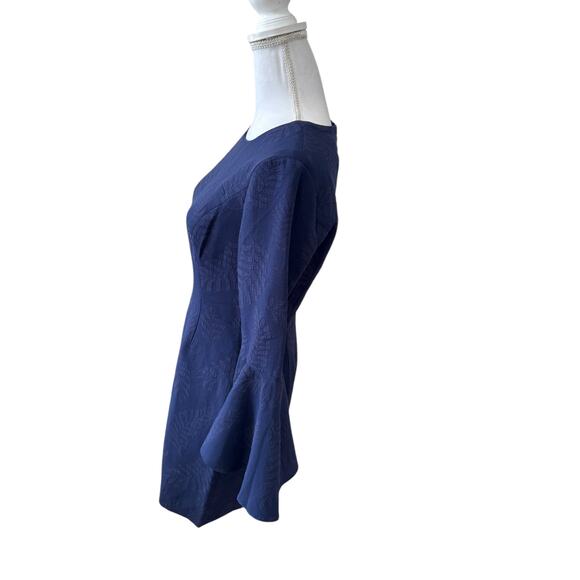 Lilly Pulitzer Kayla Jacquard Bell Sleeve Mini Dress Navy Blue Fern Picker 4 - Picture 5 of 9